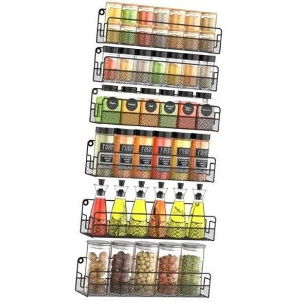 Hidove Wall Mounted Spice Rack Organizer, Pantry Door Organizer Hanging Storage Baskets, Metal Spice Rack for Kitchen Cabinet, 3 Depth Sizes to Hold,