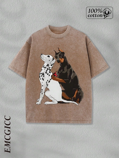 Y2K-Style Dog Lovers, Fun Patterns Graphic 100% Cotton T-Shirts Feature A Youthful And Fashionable Design. They Come In A Unisex Oversized Fit And Are Washed And Acid-Washed Fashionable T-Shirts Made Of 100% Pure Cotton With A Weight Of 230 Grams. They Are Perfect For Casual Wear And Street Style. They Are Excellent Christmas And Thanksgiving Gifts For Friends And Family.