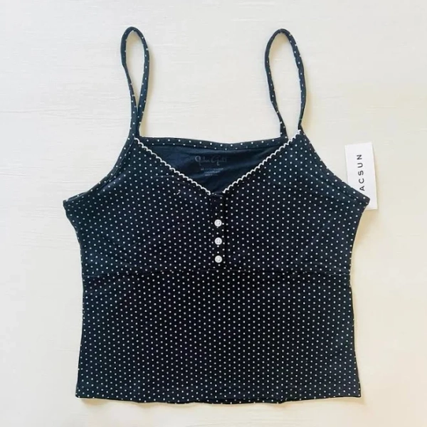Brandy Melville/john Galt Tiffany Polka Dot Button Tank Cotton