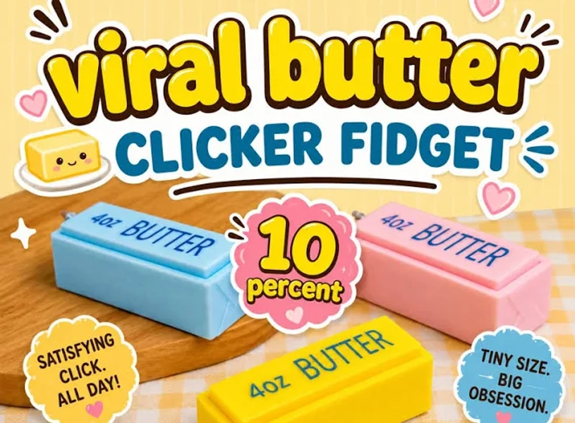 Butter Stick Clicker Fidget Toy | 3D Printed Satisfying Desk Toy