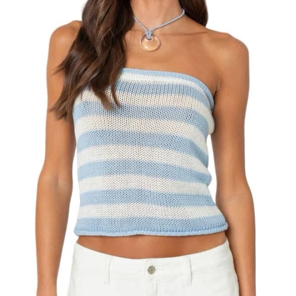 Edikted Women's Nox Striped Crochet Tube Top