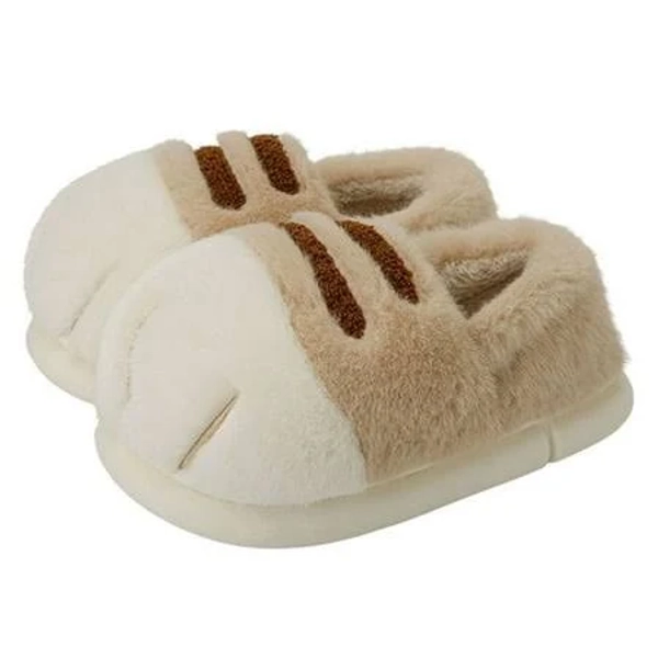 Solinina Cat Paw Slippers for Women, Cozy Cat Slippers,Cute & Cosy Cat Feet Slippers, Winter Warm Plush Cat House Slippers for House Indoor Outdoor,