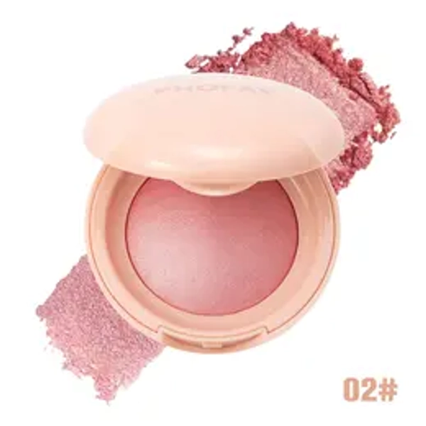 PHOFAY Soft Pinch Glitter Powder Blush, Glow Peach Blush Makeup Cosmetic Gifts, Contour & Highlight Face for a Shimmery Finish