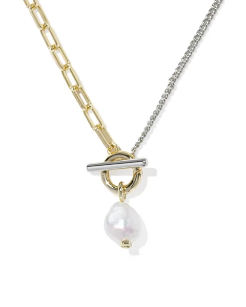 Leighton Convertible Mixed Metal Pearl Chain Necklace