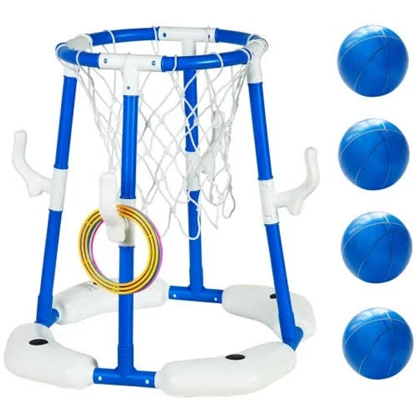 Easy Playhouse 2-In-1 Pool Basketball Hoop & Ring Toss Game