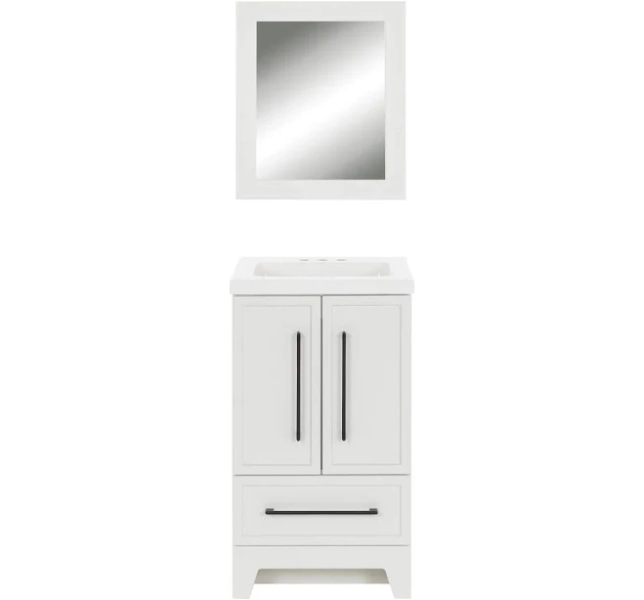 Studio Design Collection Eli 19 inch Deep Blue Vanity with Cultured Marble Top and Mirror