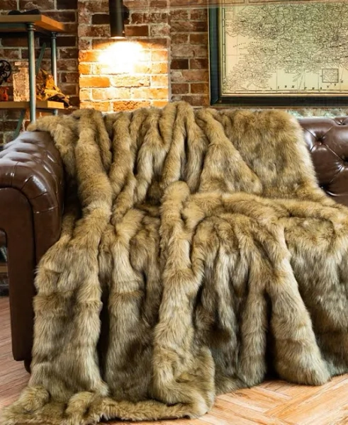 Battilo Luxury Tipped Faux Fur Throw
