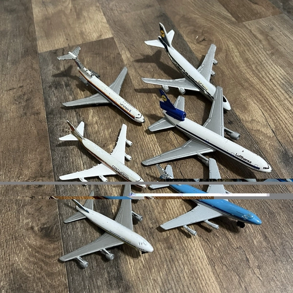 Airplane Lot Of 6 Diecast United KLM Boeing Singapore Continental Lufthansa READ