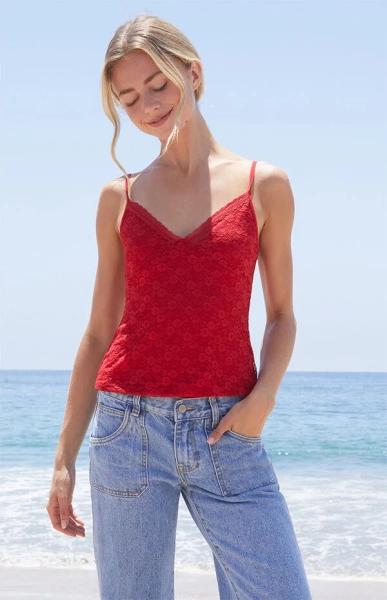 Red Amara Lace Tank Top