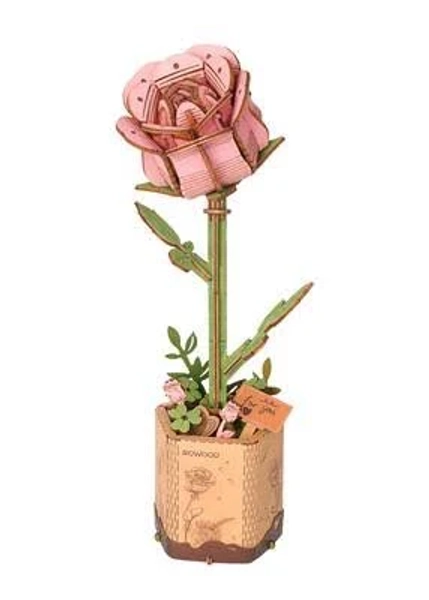 Rowood Pink Rose 3D Wooden Puzzle