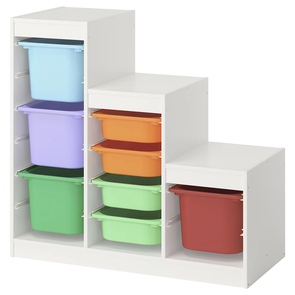 TROFAST Storage combination with boxes - white/multicolor 99x44x94 cm (39x17 3/8x37 ")