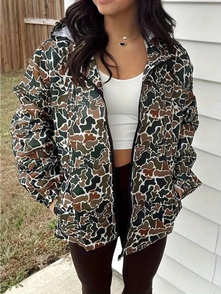 Vintage Camo Hoodie Jacket - Lightweight Hoodie With Long Sleeves And Pockets, Machine Washable, Unisex, Suitable For Multi-Season Everyday Wear