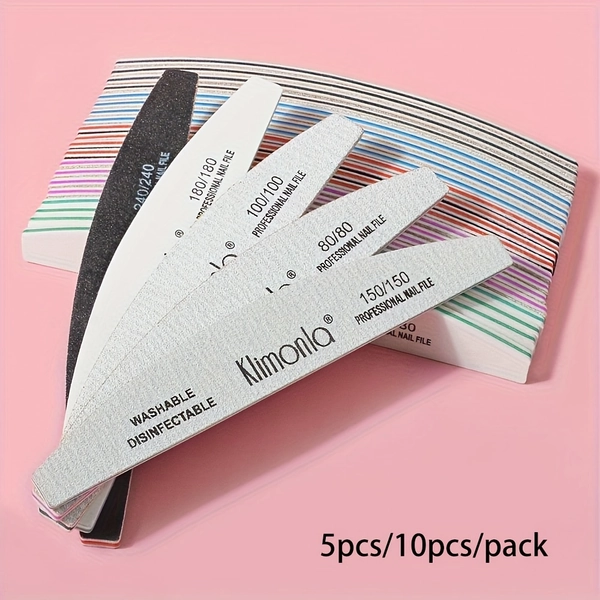 Professional Nail File Polishing and Shaping Nail Tools Nail Sanding Strip Half Horse Sanding Strip Grinding Gray Sand Strip Nail File 5 or 10pcs Half Moon Mixed High Quality Nail File Professional Nail File Double-sided Polishing Nail File Does Not Lose Sand