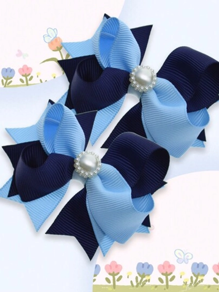 2Pcs 3.2 Inch  Girl Hair Bow Fashionable Children Girl Hair Bows With Clips For Festivals Party