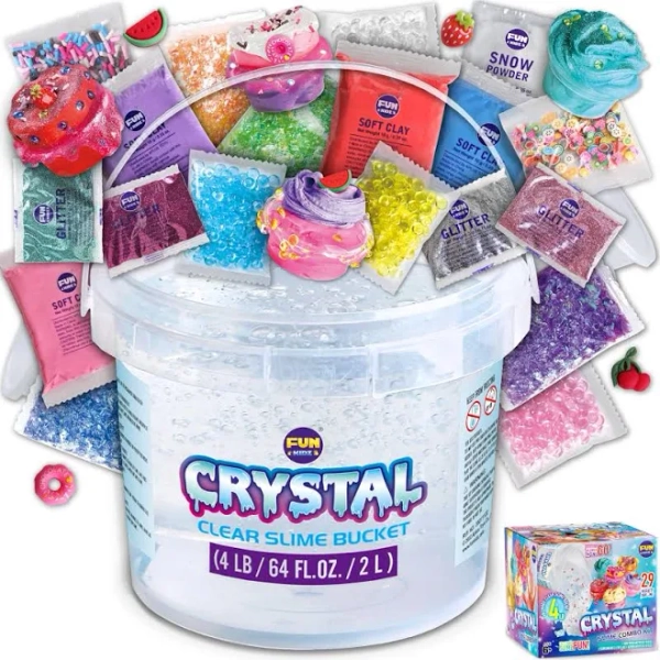 FunKidz 4 Lb Huge Glassy Clear Slime Bucket Toy