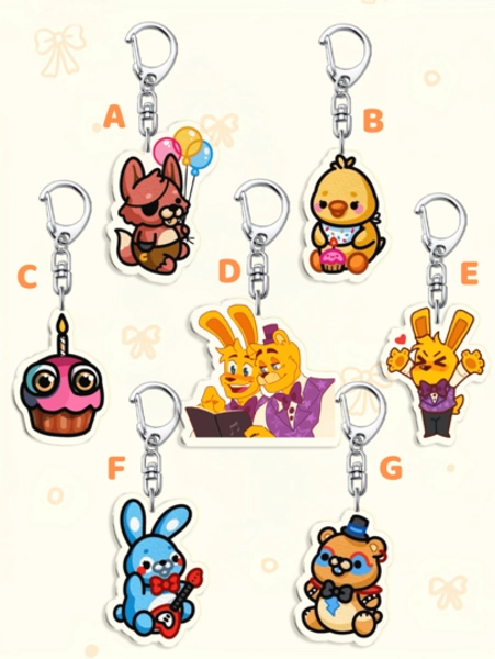 1pc Y2K Style Cartoon FNAF Acrylic Keychain,Character Printed Acrylic Keychain, Five Nights At Fredd-Y Keychain, Car Keyring,Everyday Bag Accessory, Bag Charm, Lanyard, Key Holder. Ideal For Boyfriends, Girlfriends, Family Members, Doctors, Nurses, Valentine's Day Gifts, Cell Phone Decorations, And More.