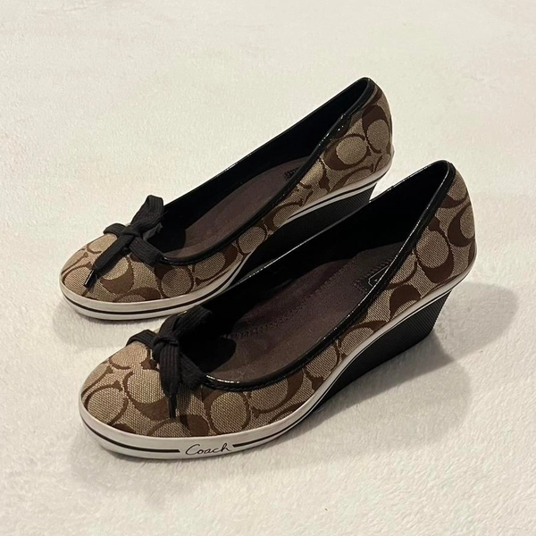 Coach y2k brown ballerina wedges with bow 🤎🎀size:...