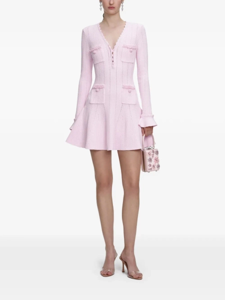 Self-Portrait pearl-embellishment mini dress | L