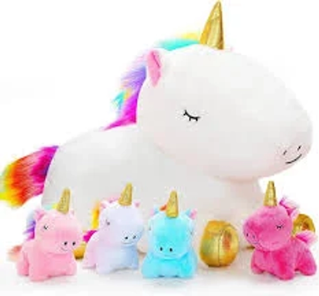 Toys for Girls Ages 3 4 5 6 7 8+ Years - Unicorn Mommy Stuffed Animal with 4 Bab