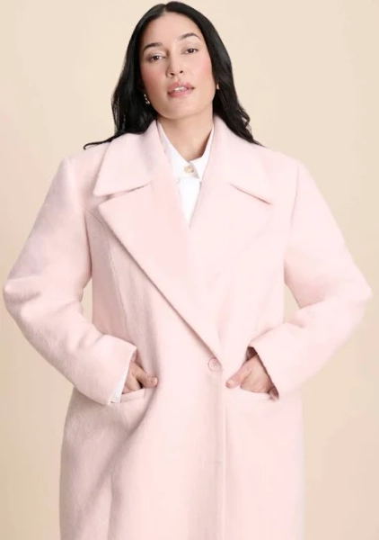 ELOQUII Women's Plus Size Textured Long Coat