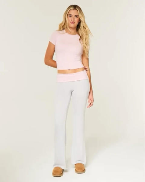 Always Cozy Knit Foldover Waist Flare Pants