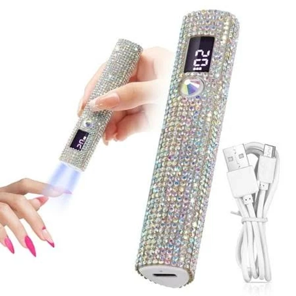 Pryzuna Mini UV LED Nail Lamp Rhinestone Pen-Style Design USB Rechargeable Flashlight Gel Curing Light for Travel