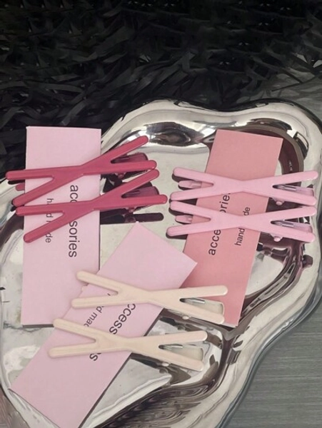 6pcs Y2K Style Women's Candy Color X-Shape Hair Clips, Elegant And Minimalist, Suitable For Daily, Party, Work, Vacation Claw Clips Hair Claws Hair Barrettes, School Stuff, College, Pink Hair Clips, Cute Accessories