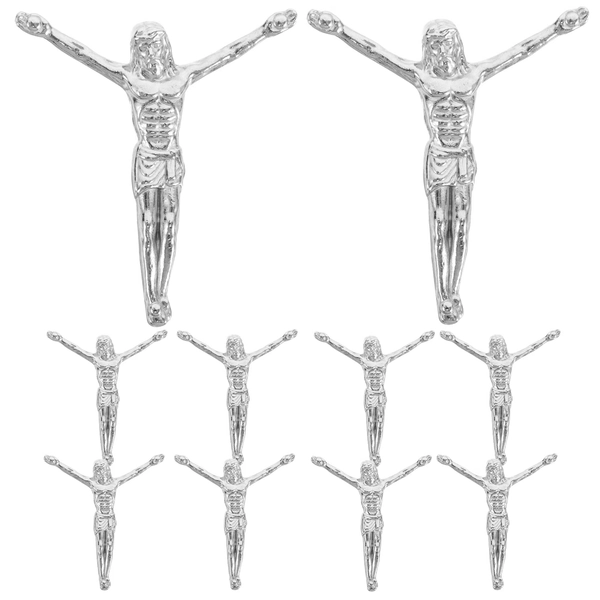 Hemobllo Jesus Crosses Charms Mini Jesus Statue Silver Stainless 10Pcs
