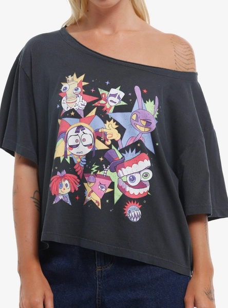 The Amazing Digital Circus Characters Girls Off-Shoulder T-Shirt