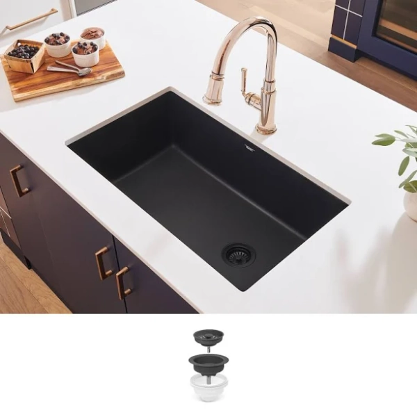 Ruvati 32 x 19 inch epiGranite Undermount Granite Composite Single Bowl Kitchen Sink rvg2033