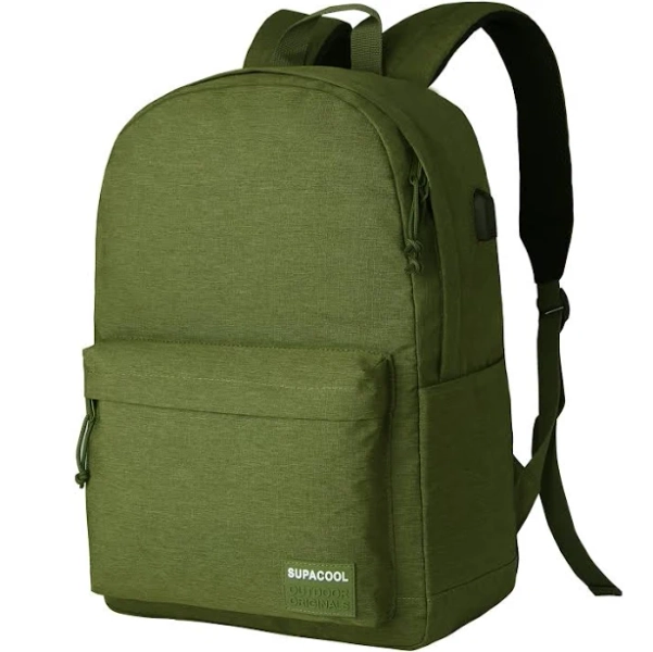 SUPACOOL Lightweight Casual Laptop Backpack with USB Charging Port For for Men and Women Backpack for College Olive
