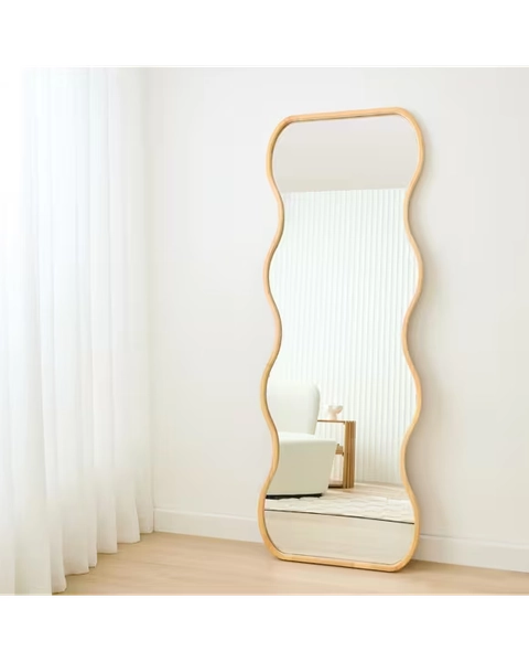Wave Oak Look Floor Mirror