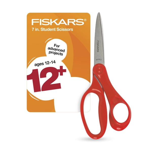 Fiskars Student Scissors, 7", Pointed, School Supplies for Kids 12 & Older, Red - Walmart.com
