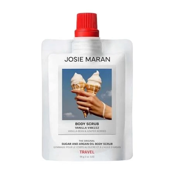JOSIE MARAN Mini Vanilla Vibezzz - Argan Oil + Sugar Balm Refillable Exfoliating Body Scrub 2 oz