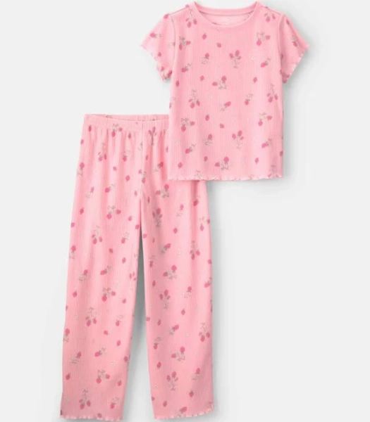 Carter's girls strawberry rib loose fit 2-piece pajama set