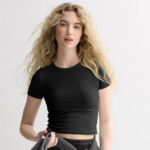 Juniors' SO® Cropped Crewneck Tee