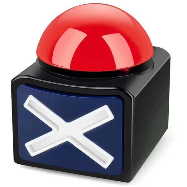 Black and Red Light-Up Sound Buzzer for Trivia Games - Durable Plastic, Ideal for Family Quiz Night and Classroom Activities