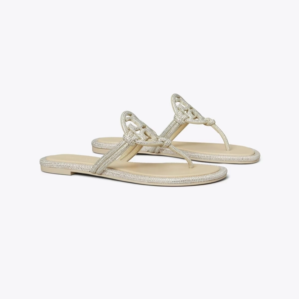 Miller Pavé Knotted Sandal in gray, size 5