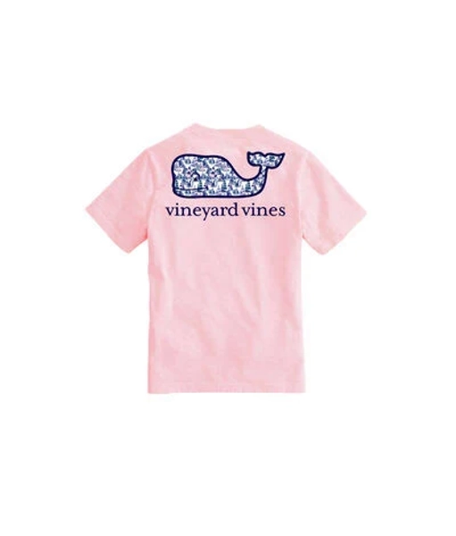 Vineyard Vines Girls' Painted Sailboats Whale Short-Sleeve Pocket Tee