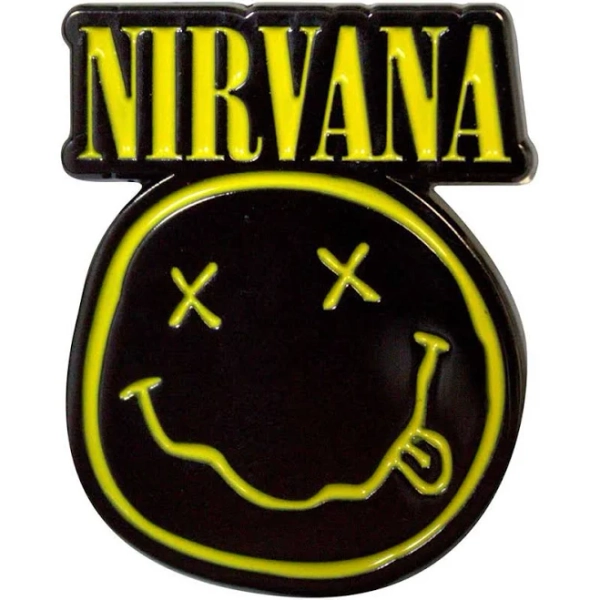 Nirvana Logo & Happy Face Cut-Out Pewter Pin Badge