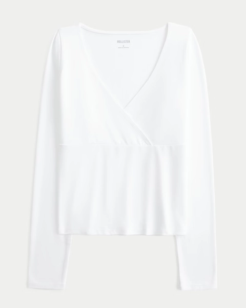 Long-Sleeve Seamless Fabric Wrap Top
