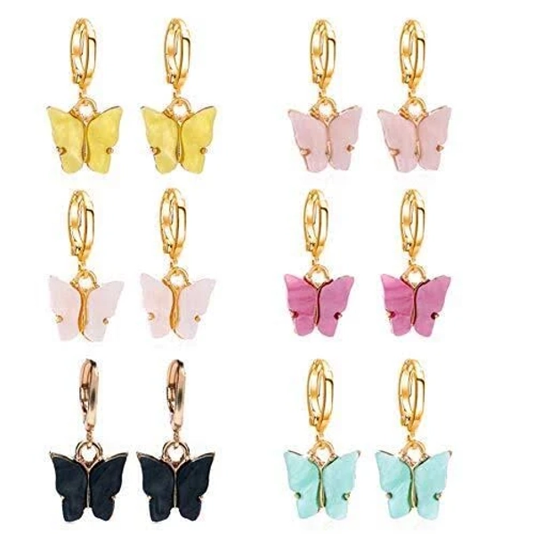 Butterfly Drop Earrings (6 Pairs)