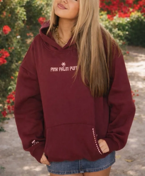 Pink Palm Puff Live in The Moment Hoodie