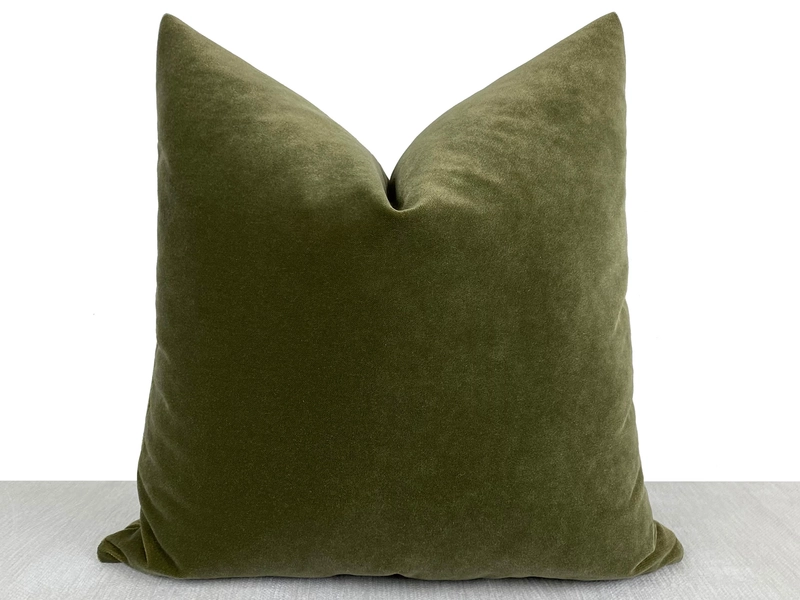 Olive Green Velvet Pillow Cover: Soft Throw Pillow