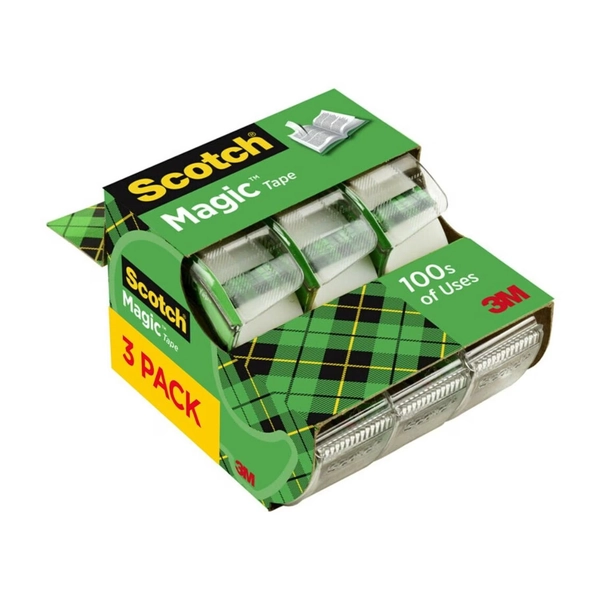 Scotch Magic Tape Dispenser, Clear, ¾ in. x 325 in., 3 Dispensers - Walmart.com
