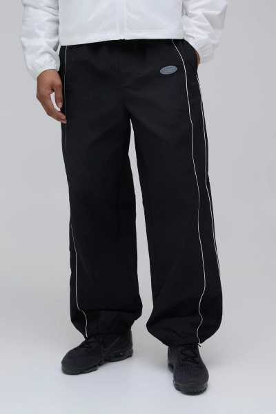 Relaxed Fit Elasticated Front Binding Toggle Hem Nylon Trousers