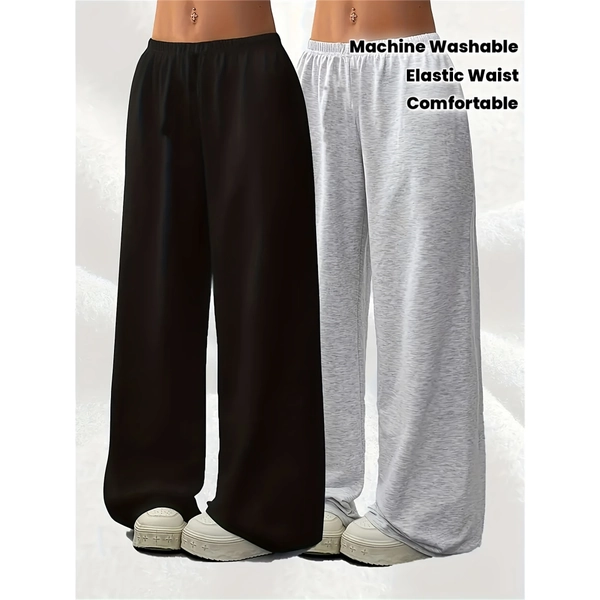 Teen Girls' Wide-Leg Trousers - Sweat-Wicking Imitation Denim Pants with Elastic Waist | Loose-Fit Capable Suitable for School, Dance & Casual Attire | Machine Washable Wide Pants for Back-to-School Outfits, New Year Gifts (Comfortable), Perfect