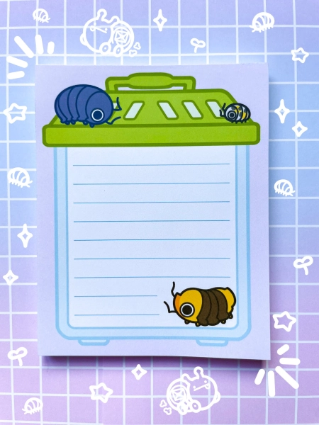 Cute Isopod Bug Keeper Memo Pad, Kawaii Cute Memo Pad, Forest Insect Notepad, Woodsy Journal Stationery, Roly Poly Cottagecore Notepad Art