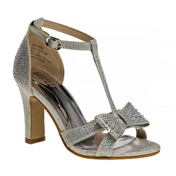 Badgley Mischka Mid Heel T-  Strap Dress Heel Sandal (Little Kids/Big Kids)

-  SILVER , 11