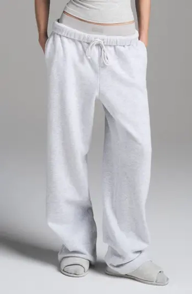 Cotton Fleece Blend Classic Straight Leg Pants